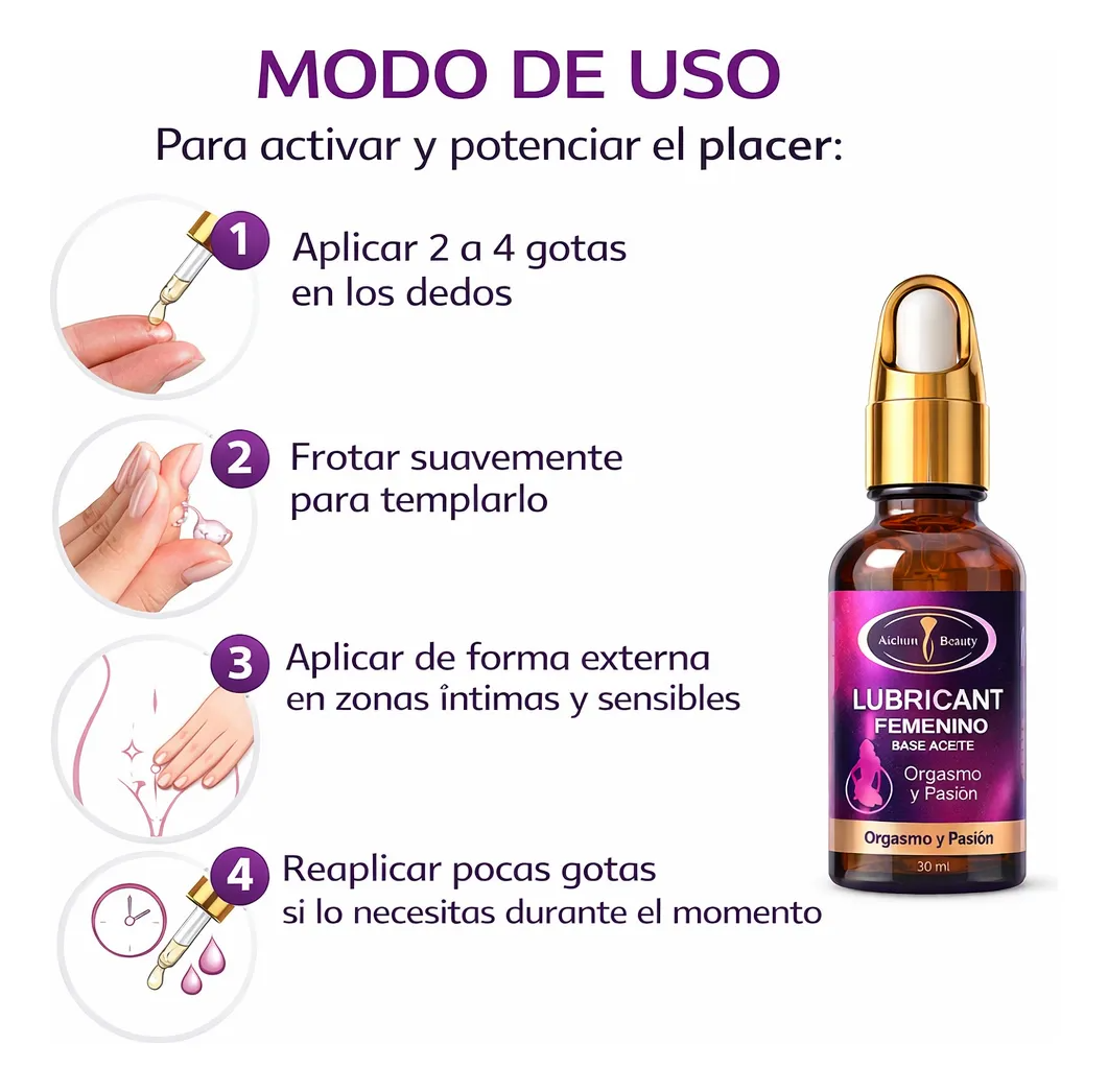 Lubricante Femenino No Se Seca Base Aceite Orgasmo Y Pasión Sin Sabor-2
