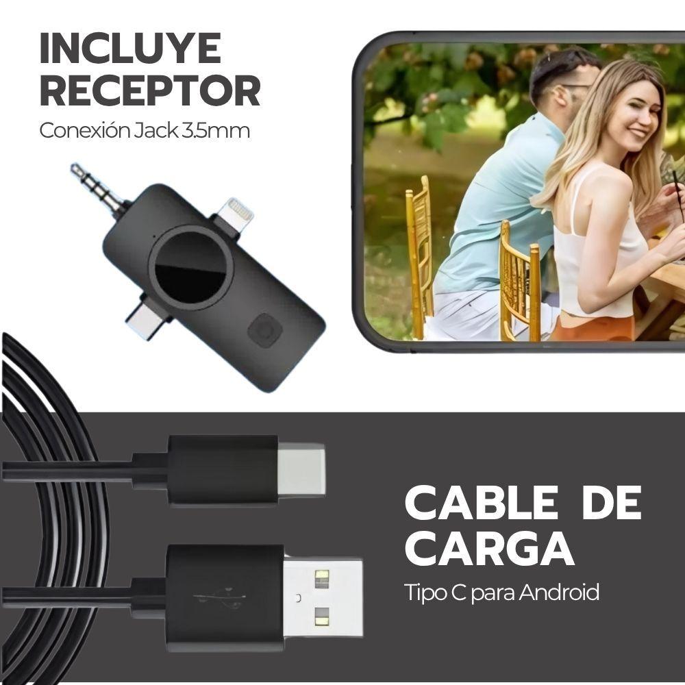 Micrófono Doble Inalámbrico con Receptor 3 en 1 Universal-5