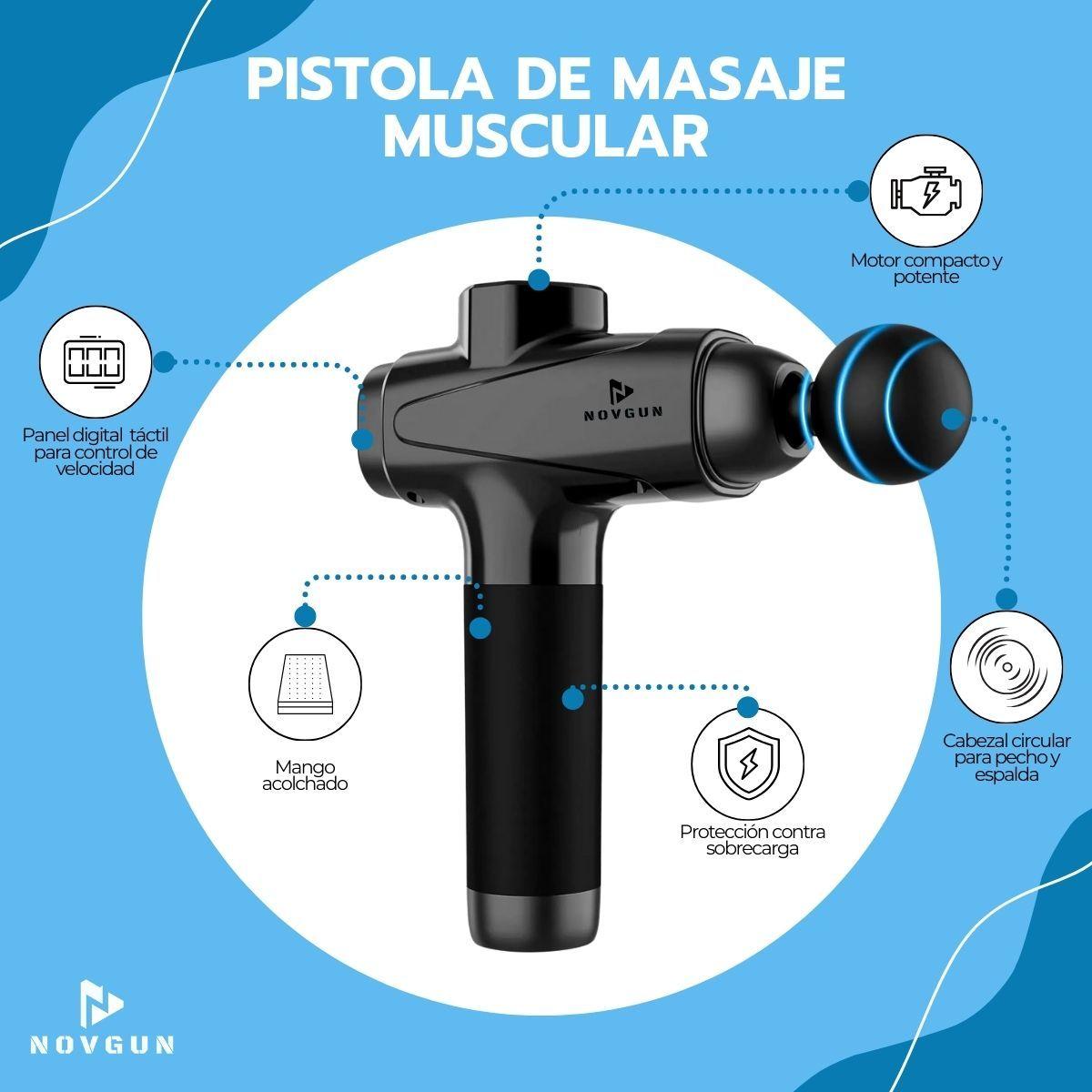 Pistola de Masajes Descontracturante Gun Kine + 12 Cabezales-3