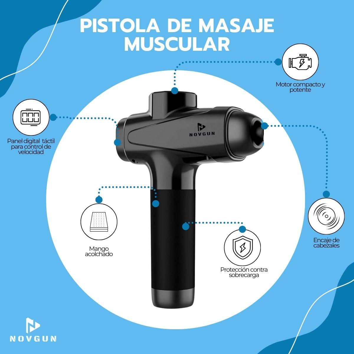 Pistola de Masajes Descontracturante Gun Kine + 11 Cabezales-3