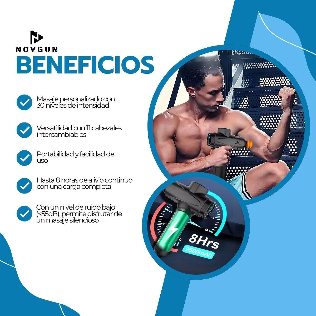 Pistola de Masajes Descontracturante Gun Kine + 11 Cabezales-4