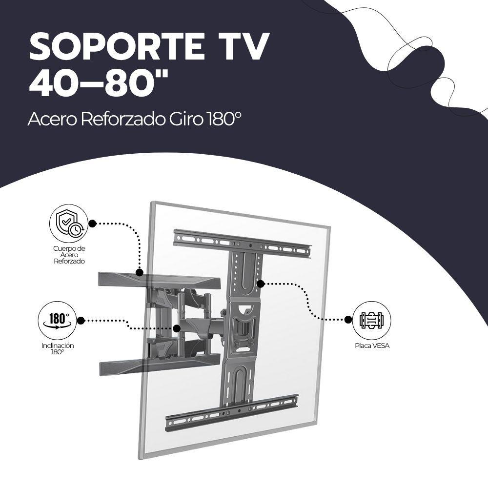 Soporte TV Full Motion 40–80" Acero Reforzado Giro 180°-2