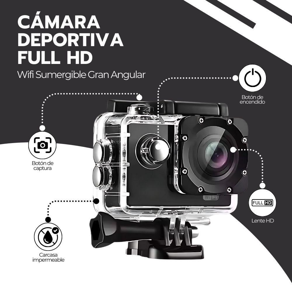 Cámara de Acción Deportiva Full HD Sumergible Gran Angular-2