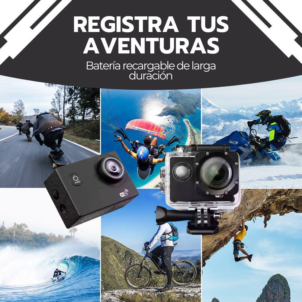 Cámara de Acción Deportiva Full HD Sumergible Gran Angular-7