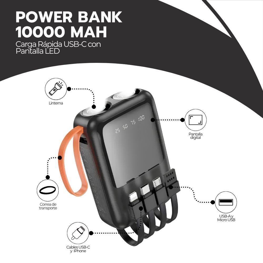 Power Bank R47 10000mAh Carga Rápida LED Pantalla-2