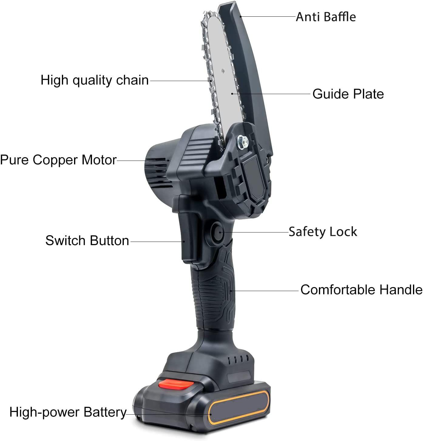 Motosierra Eléctrica Recargable Portátil 4"-2