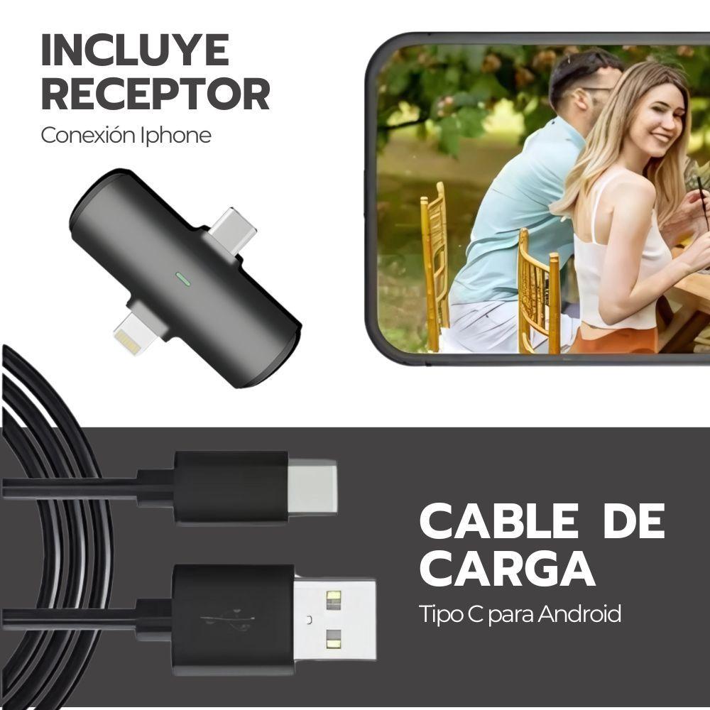 Micrófono Doble Inalámbrico con Receptor 2 en 1 Universal-5