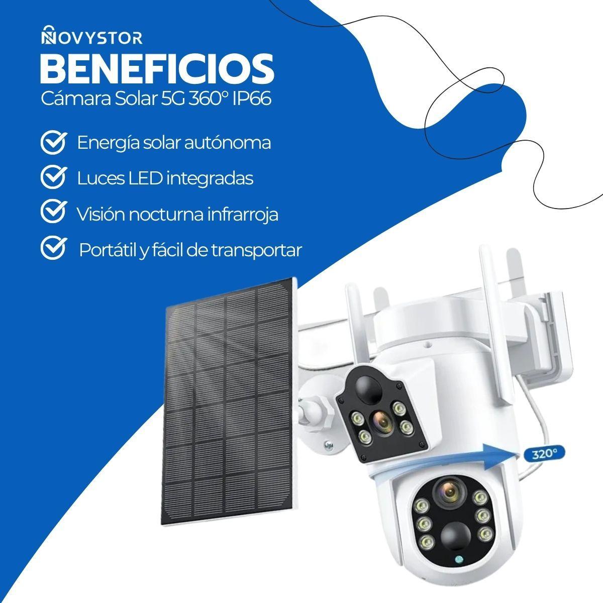 Cámara Solar 5G 360° IP66 Visión Nocturna HD 128GB Wifi-2