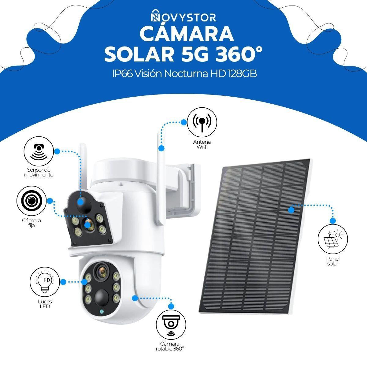 Cámara Solar 5G 360° IP66 Visión Nocturna HD 128GB Wifi-3