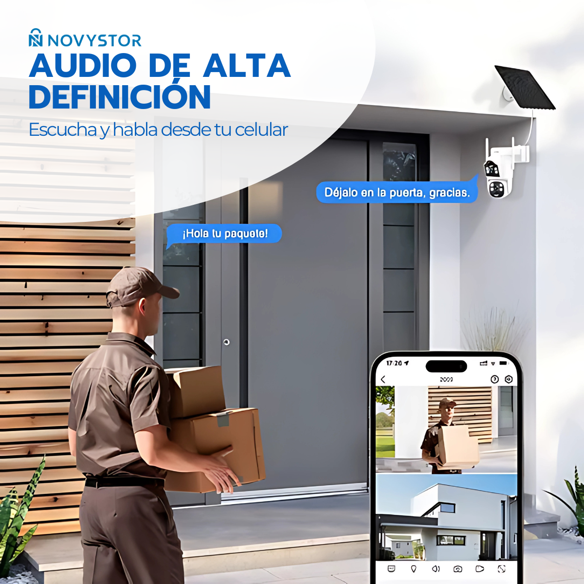 Cámara Solar 360° IP66 Visión Nocturna HD 128GB Wifi-6