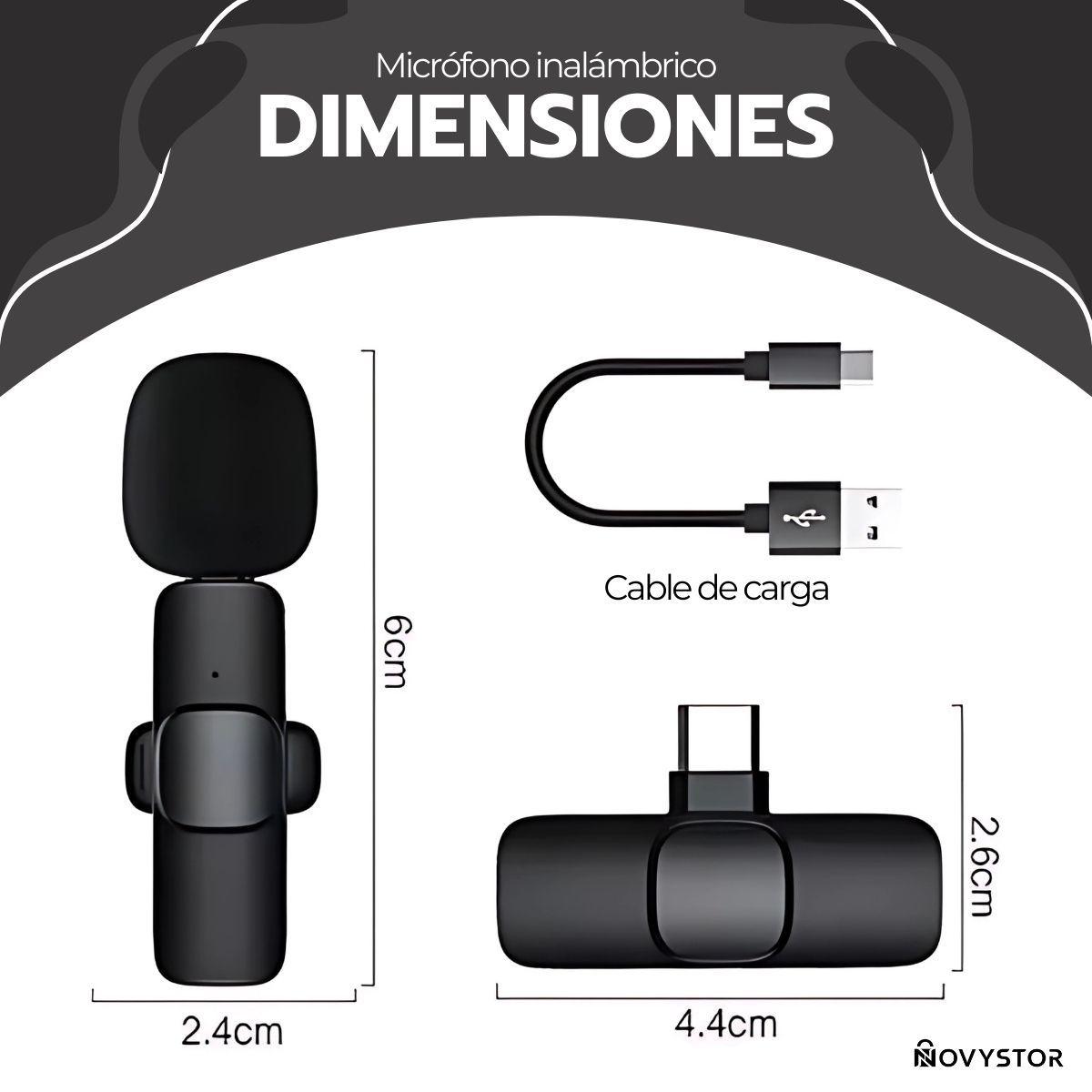 Micrófono Inalámbrico con Adaptador Celular Tipo C Y iPhone-4