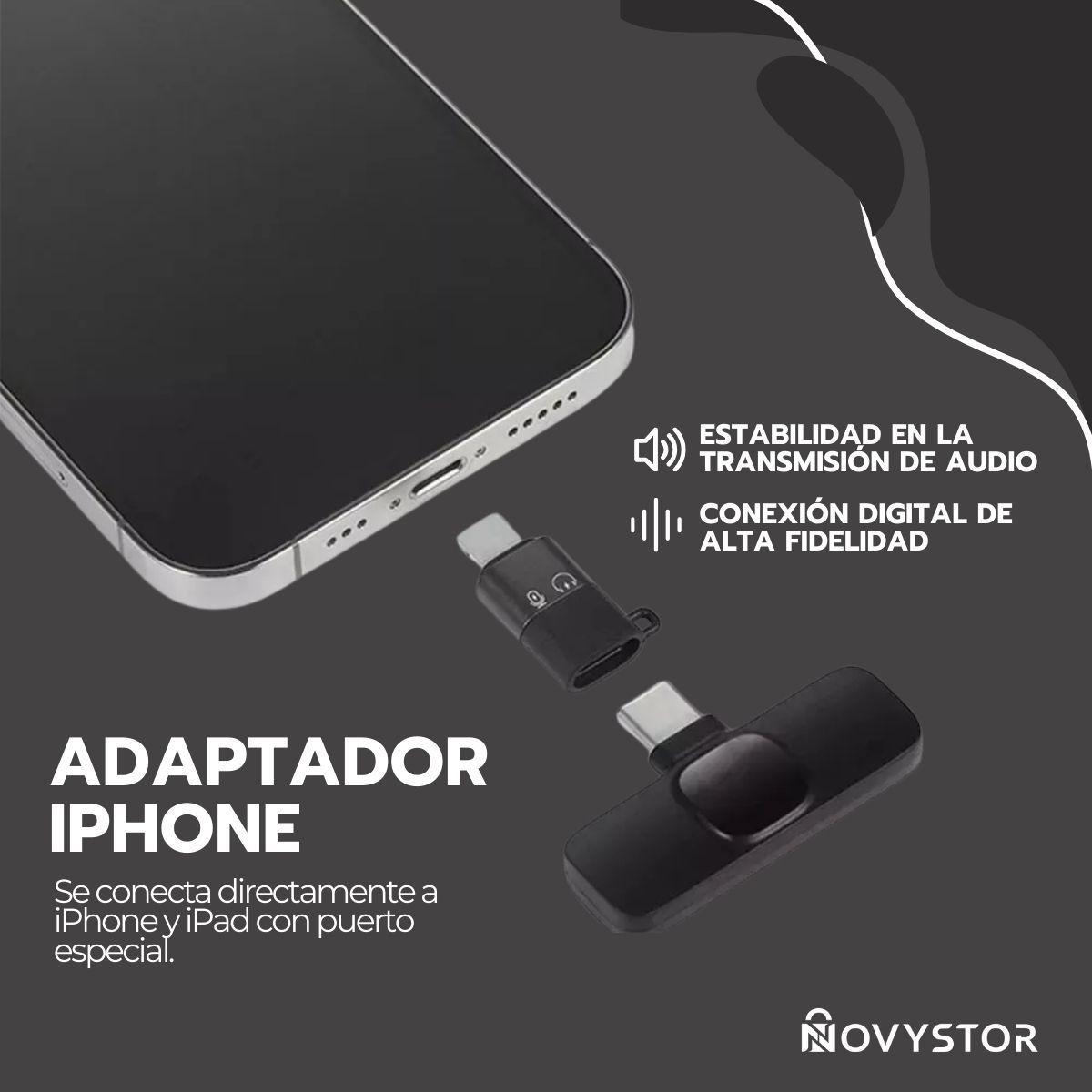 Micrófono Inalámbrico con Adaptador Celular Tipo C Y iPhone-6