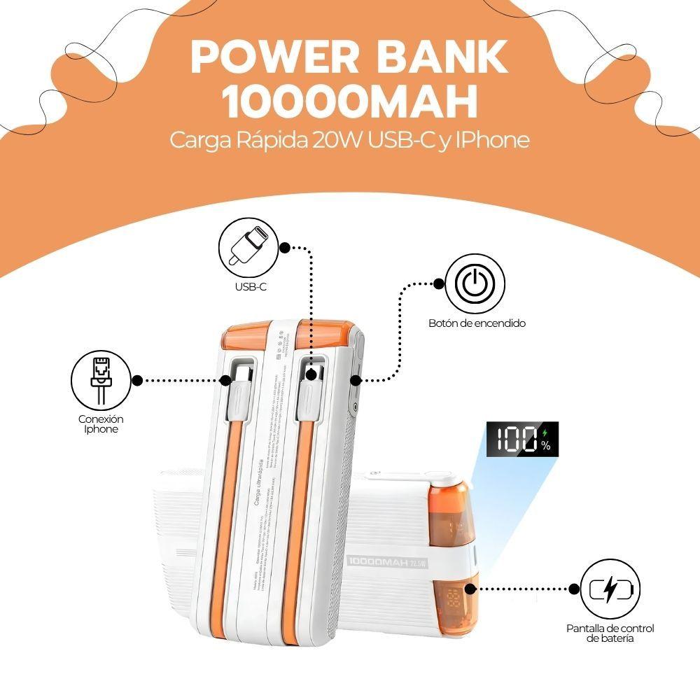 Power Bank 10000mAh Carga Rápida 20W USB-C y IPhone-2