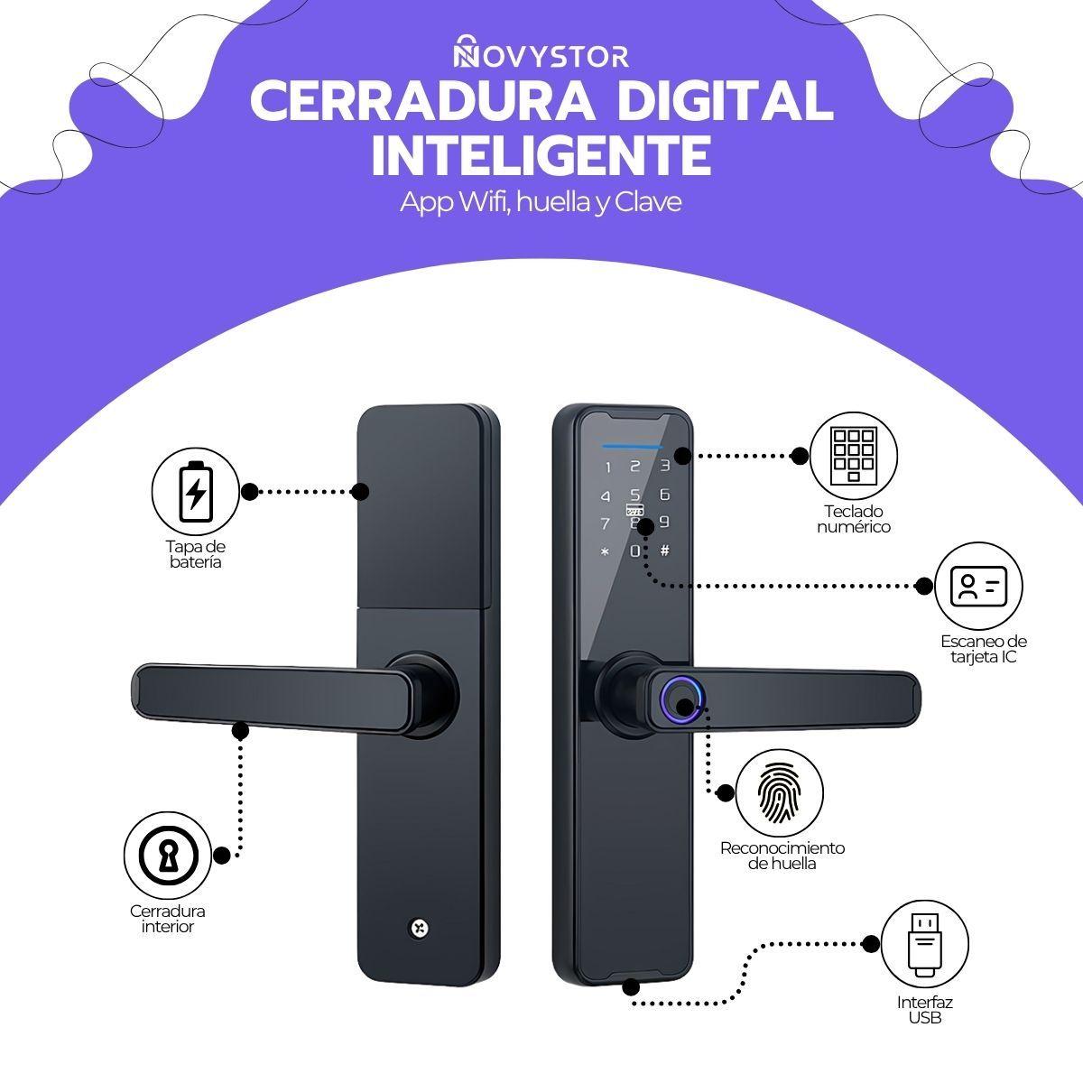 Cerradura Digital Inteligente App Wifi, huella y Clave-2