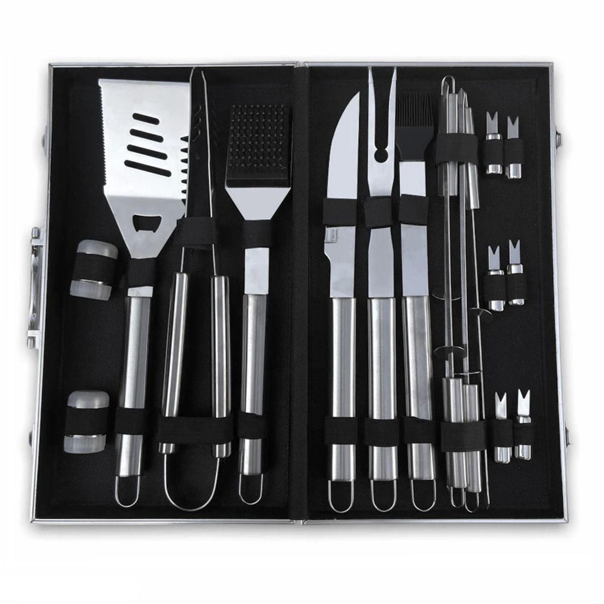 Set Parrillero Asado Barbacoa 18 Pcs En Maleta Kit Parrilla-3