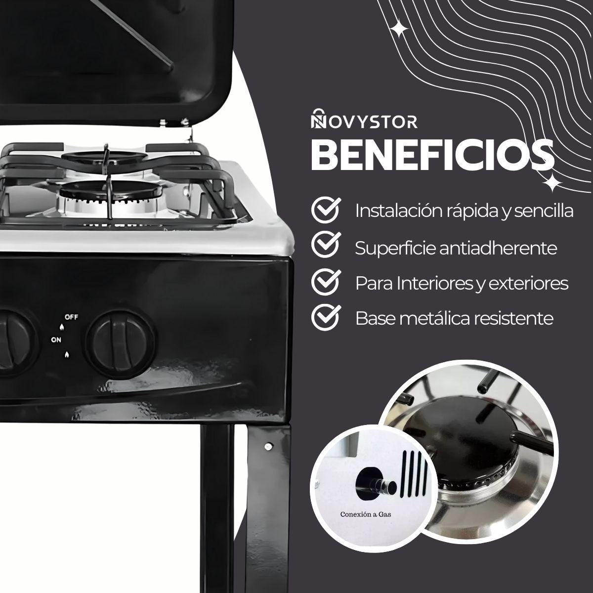 Cocina Encimera Gas 4 Platos con Mesa y Tapa de Acero-3