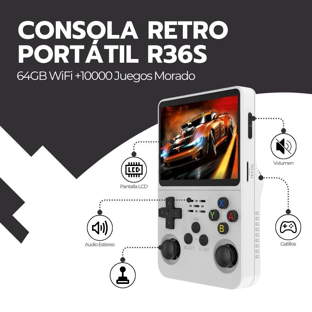 Consola Retro Portátil R36S 64GB WiFi +10000 Juegos Blanco-2