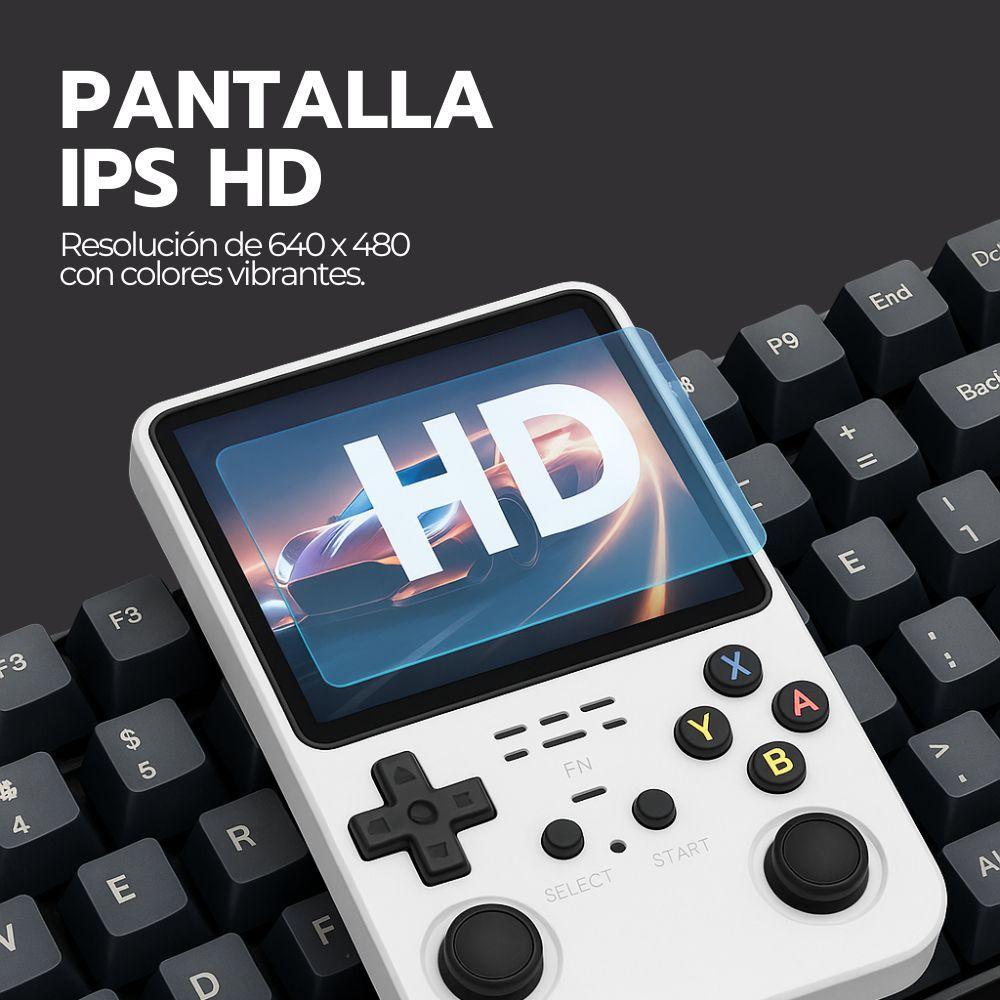 Consola Retro Portátil R36S 64GB WiFi +10000 Juegos Blanco-6