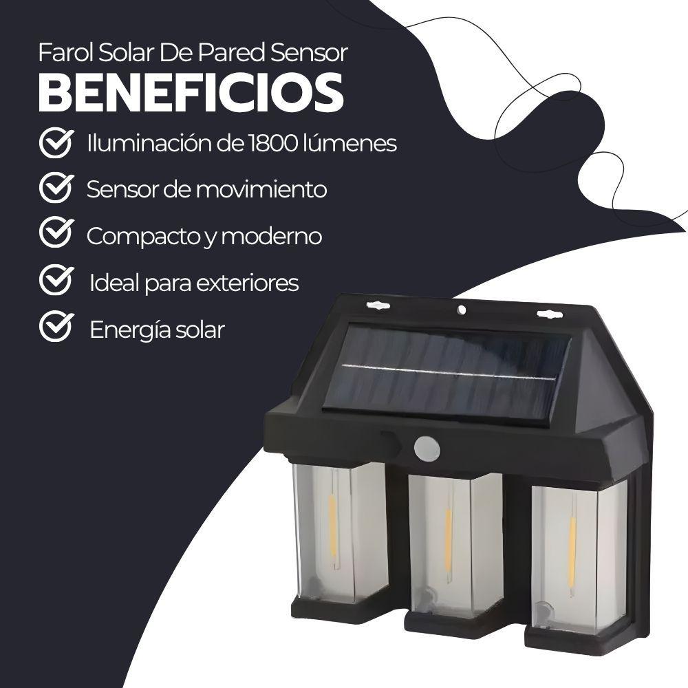 Farol Solar De Pared Sensor Movimiento Luz Cálida Exterior-3