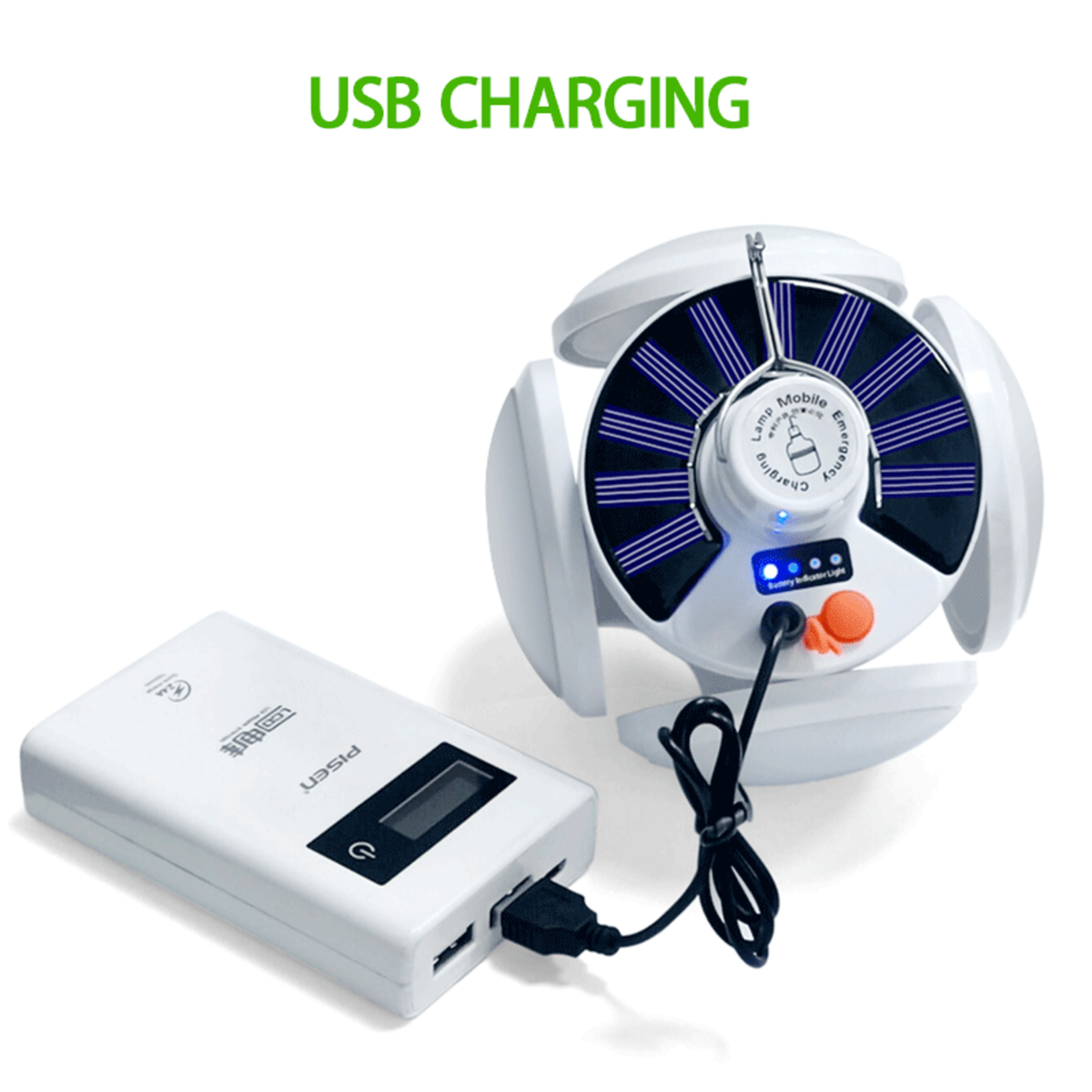 Lampara Solar 50w, 5 Focos, 5 Modos, Carga Solar Y Usb-8