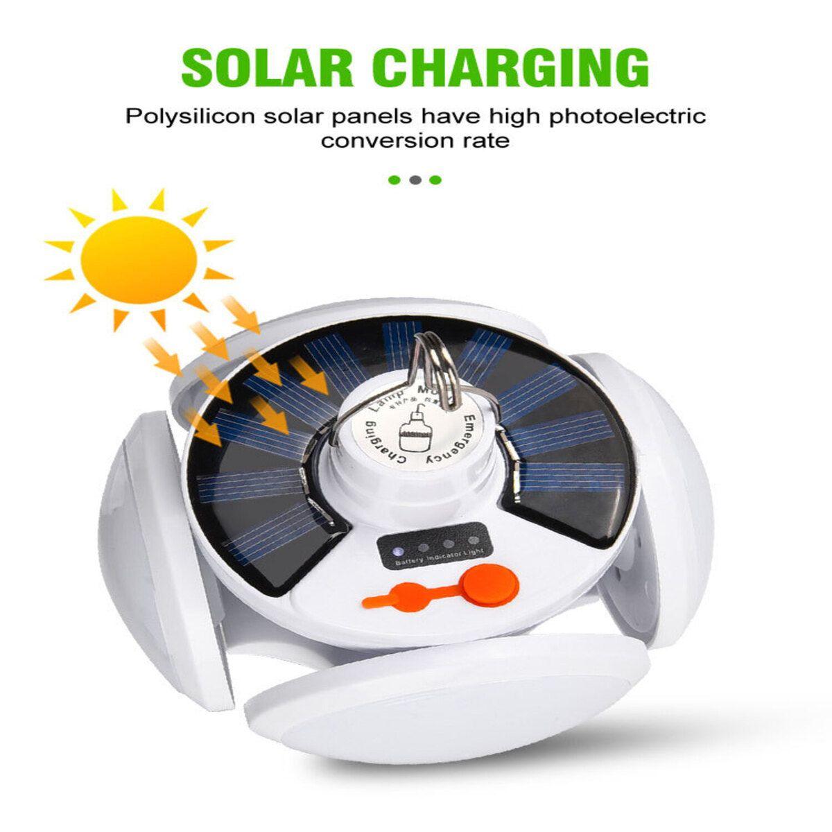 Lampara Solar 50w, 5 Focos, 5 Modos, Carga Solar Y Usb-9