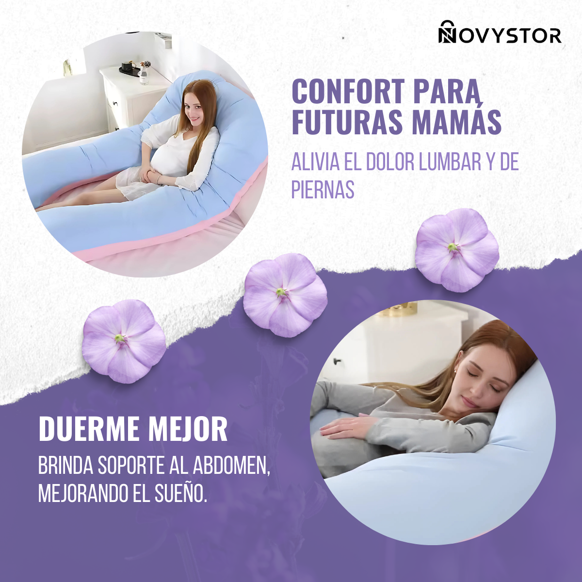 Almohada Embarazo Tipo U Rosa Poliéster Suave y Ergonómica-4