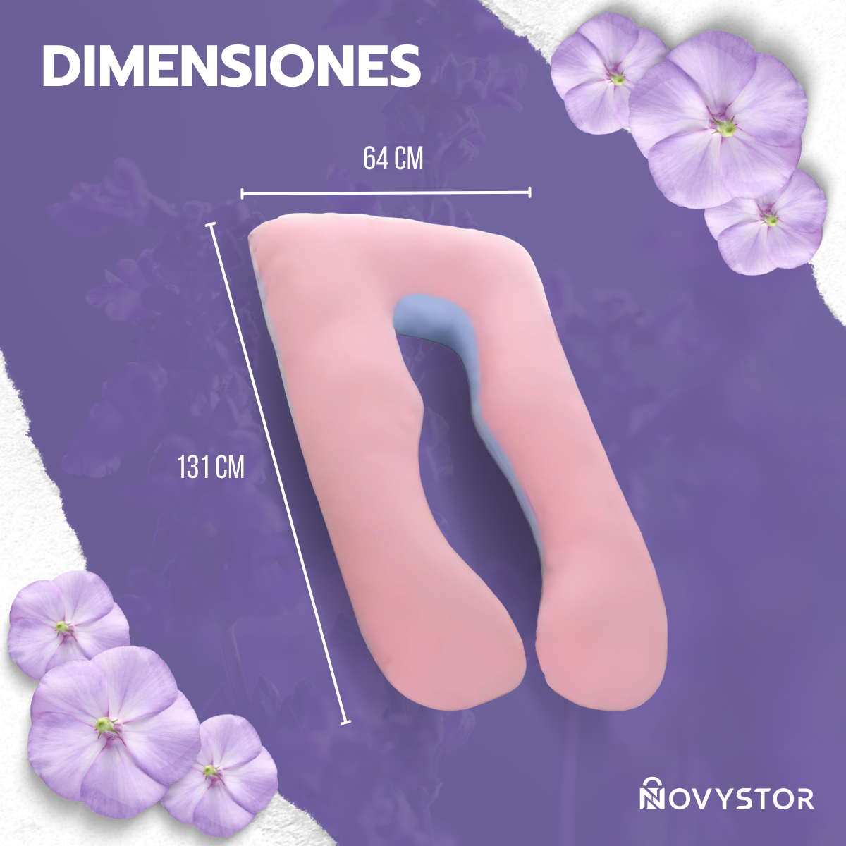 Almohada Embarazo Tipo U Rosa Poliéster Suave y Ergonómica-7