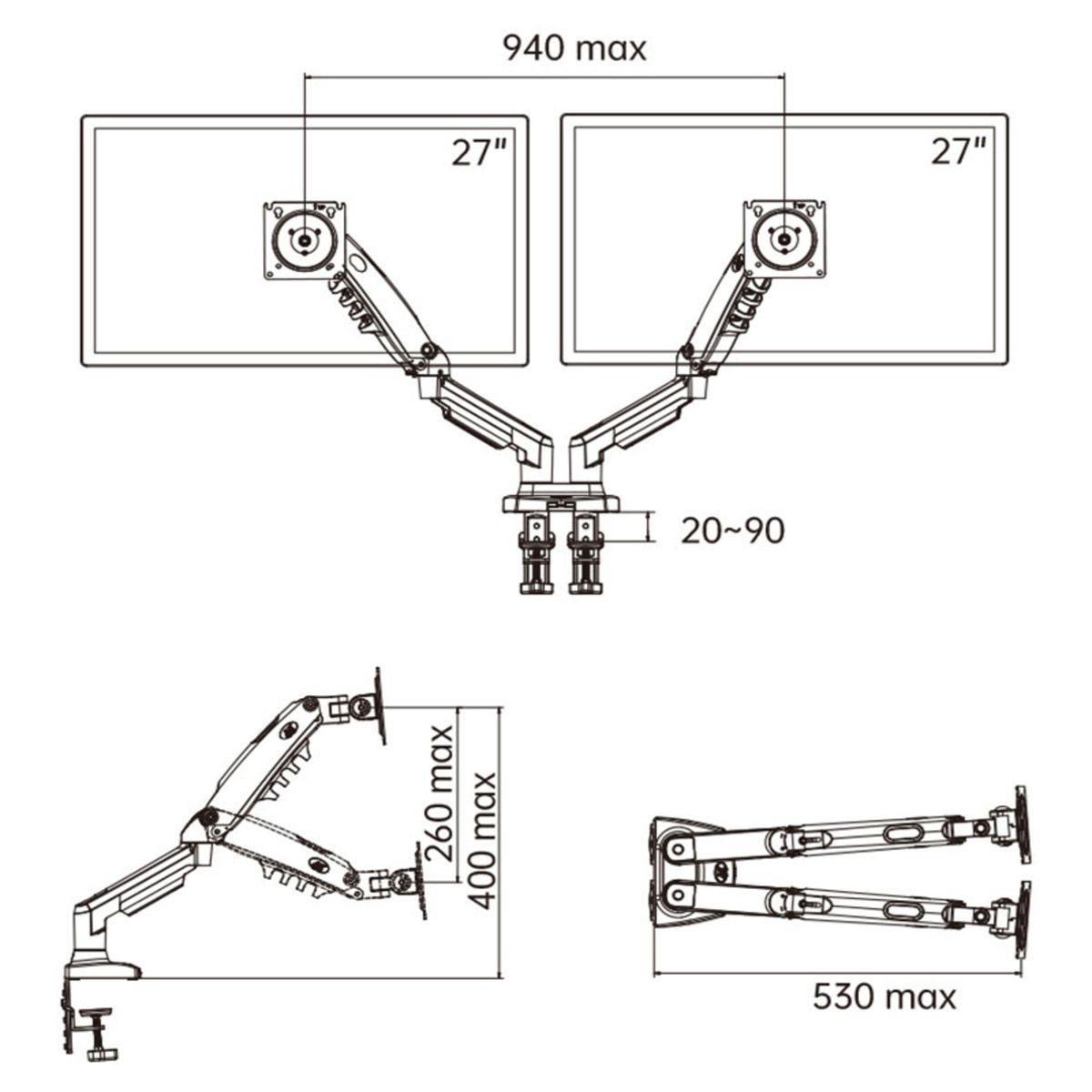 Base Escritorio Soporte Televisor Monitor 17 -27 2-9kg F160-6