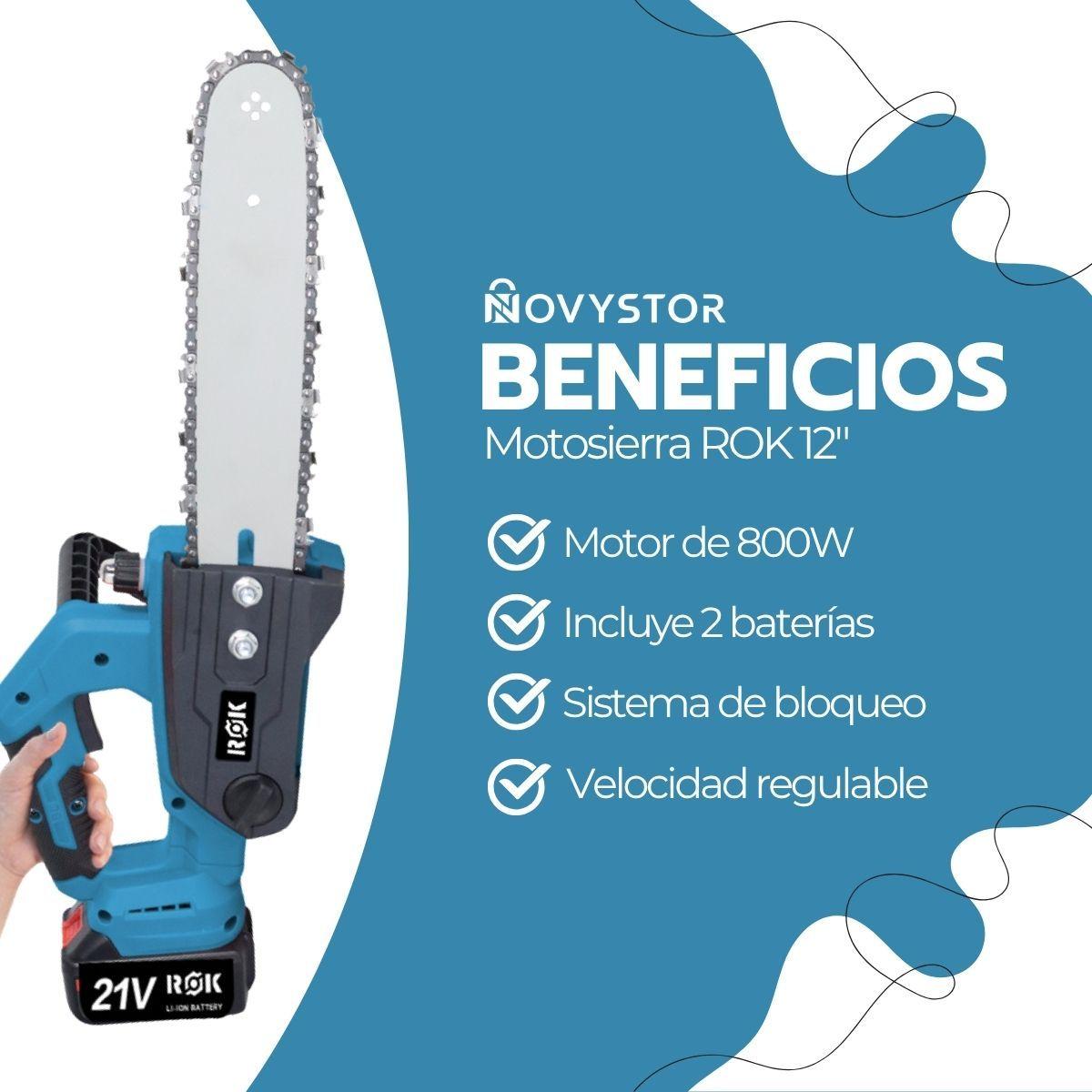 Motosierra Eléctrica ROK 12" 900W 21V 2 Baterías Litio-3