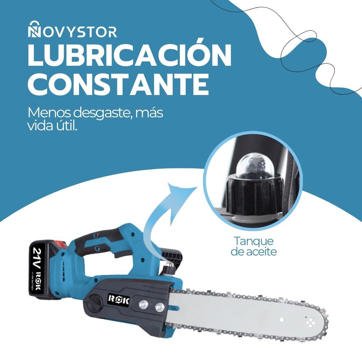 Motosierra Eléctrica ROK 12" 900W 21V 2 Baterías Litio-4