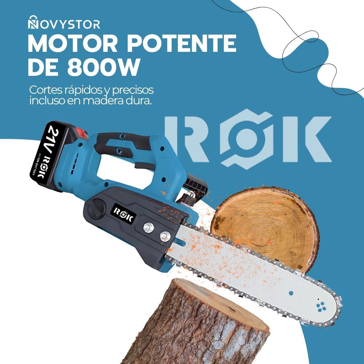 Motosierra Eléctrica ROK 12" 900W 21V 2 Baterías Litio-5