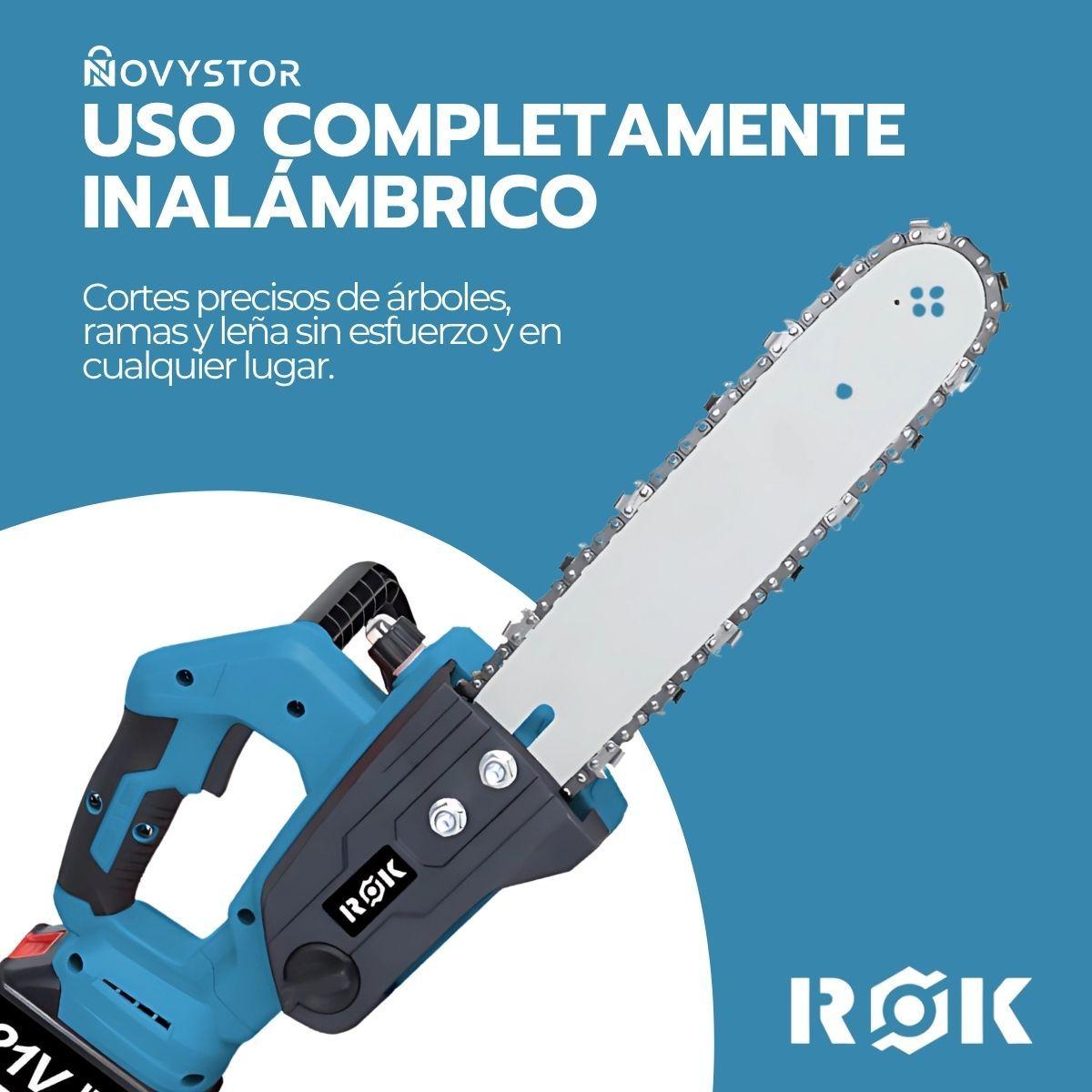 Motosierra Eléctrica ROK 12" 900W 21V 2 Baterías Litio-6