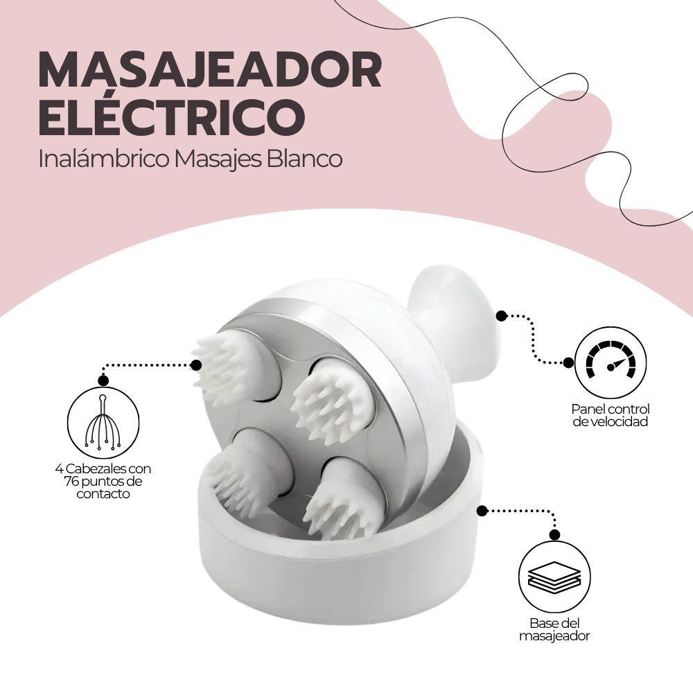 Masajeador Cabeza Eléctrico Inalámbrico Masajes Blanco-2