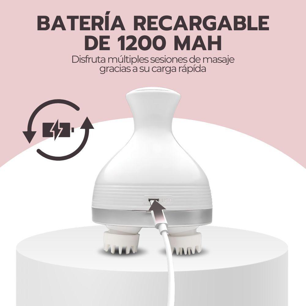 Masajeador Cabeza Eléctrico Inalámbrico Masajes Blanco-7