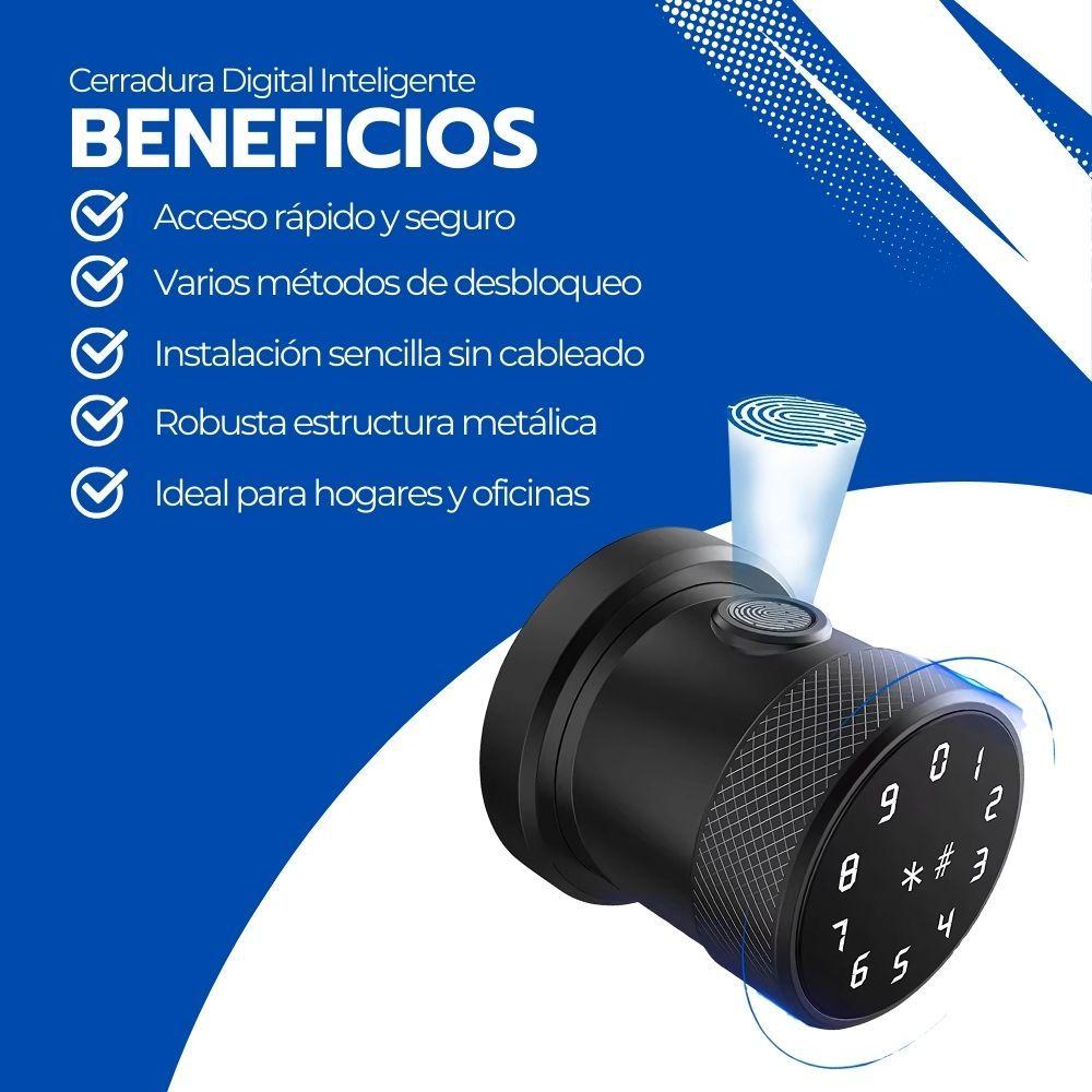 Cerradura Digital Inteligente Circular Acero, huella y Clave-3