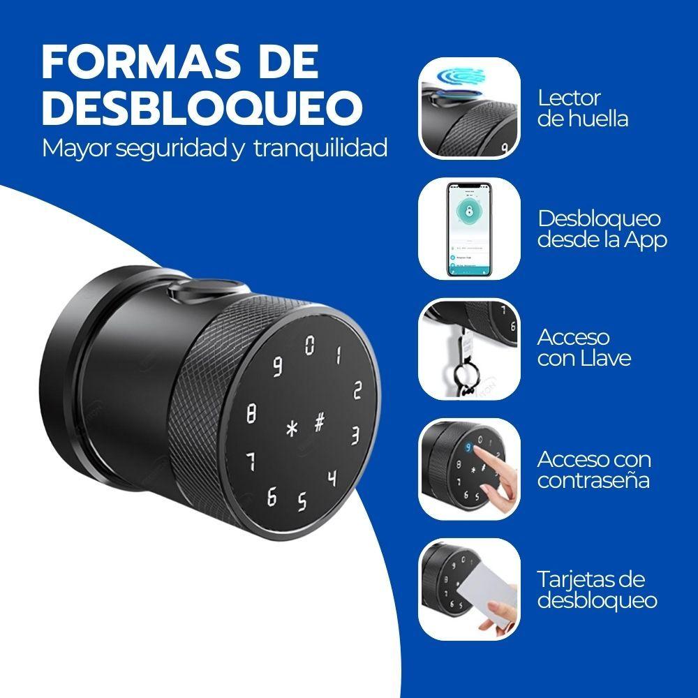 Cerradura Digital Inteligente Circular Acero, huella y Clave-4