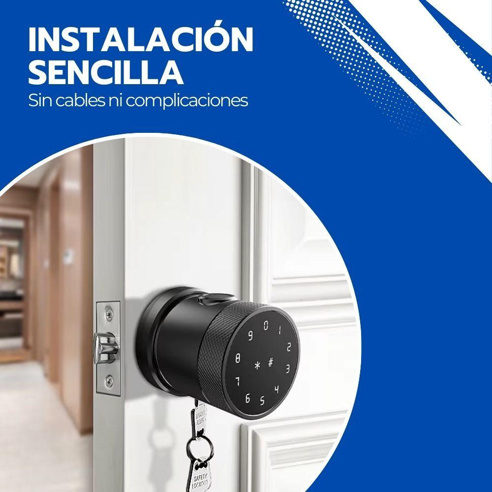 Cerradura Digital Inteligente Circular Acero, huella y Clave-5