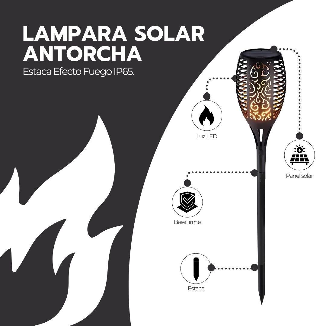 Lampara Solar Antorcha Para Jardín Estaca Efecto Fuego IP65-2