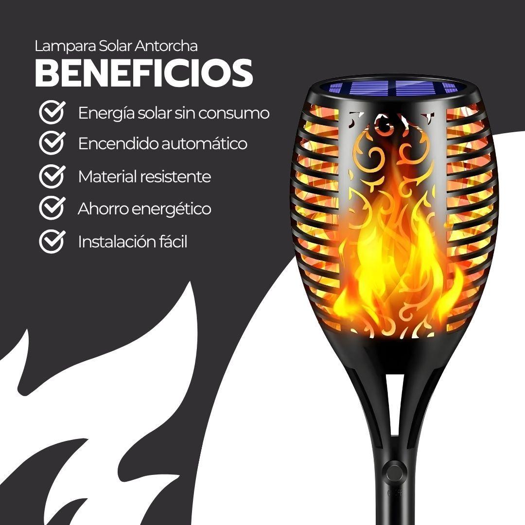 Lampara Solar Antorcha Para Jardín Estaca Efecto Fuego IP65-3