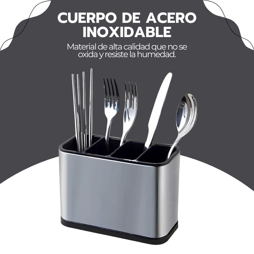 Escurridor De Cubiertos Acero Inoxidable Organizador Cocina Porta Utensilios Gris BY-889-8