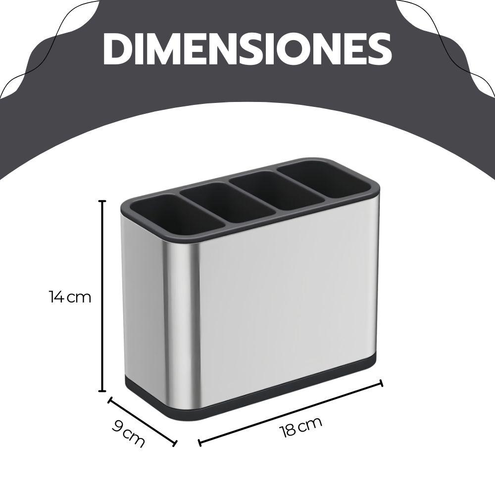 Escurridor De Cubiertos Acero Inoxidable Organizador Cocina Porta Utensilios Gris BY-889-9