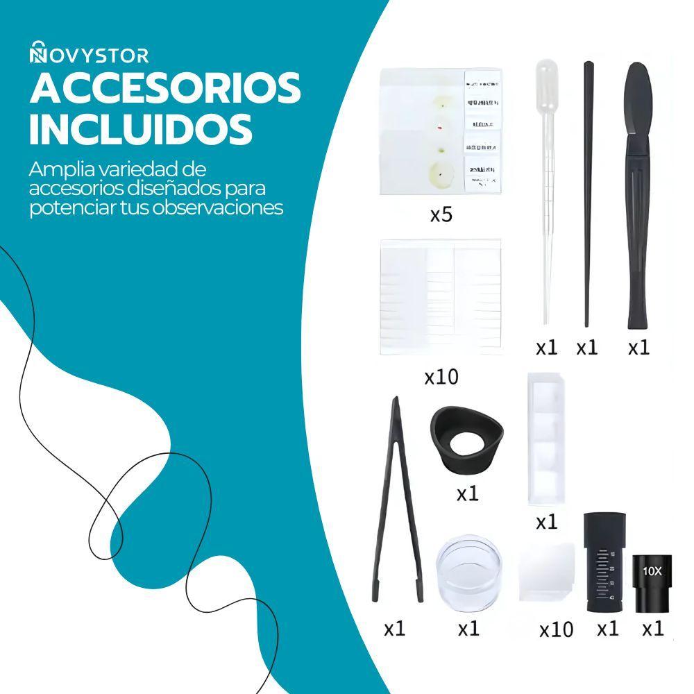 Microscopio Educativo Profesional 16000X Blanco con Muestras-6