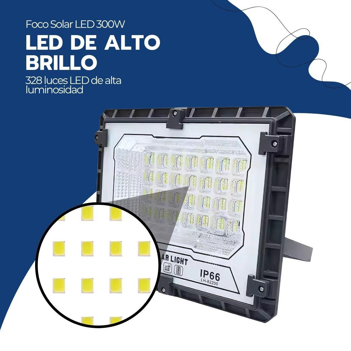 Foco Solar LED 300W IP66 con Control Remoto y Soporte-4