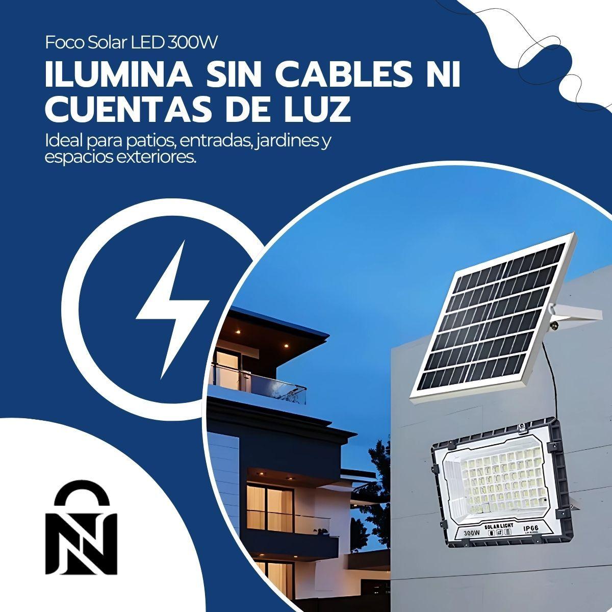Foco Solar LED 300W IP66 con Control Remoto y Soporte-5