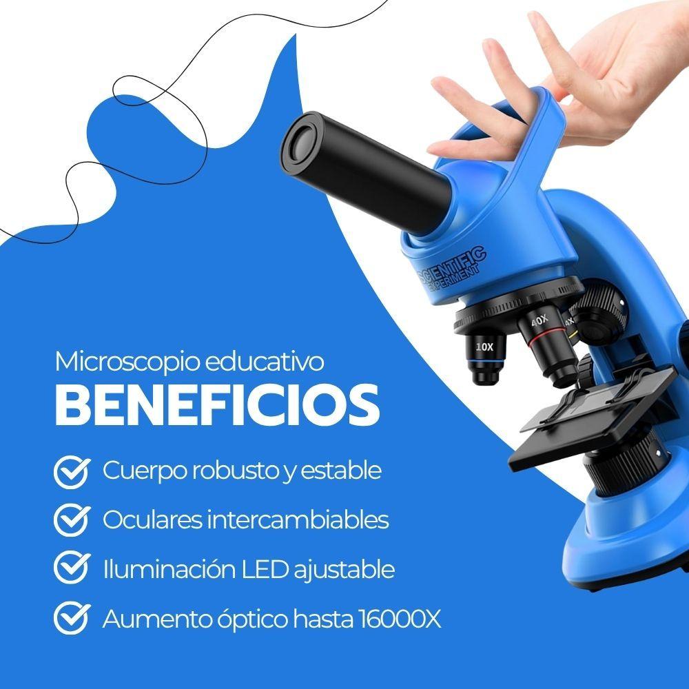 Microscopio Educativo 16000X con Accesorios de Ciencia Azul-3