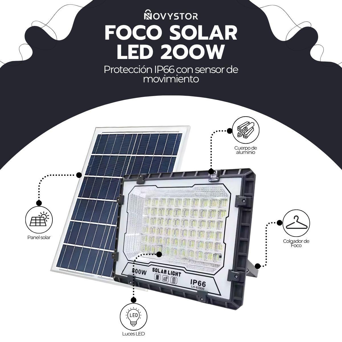 Foco Solar LED 200W IP66 con Sensor Movimiento y Control-2