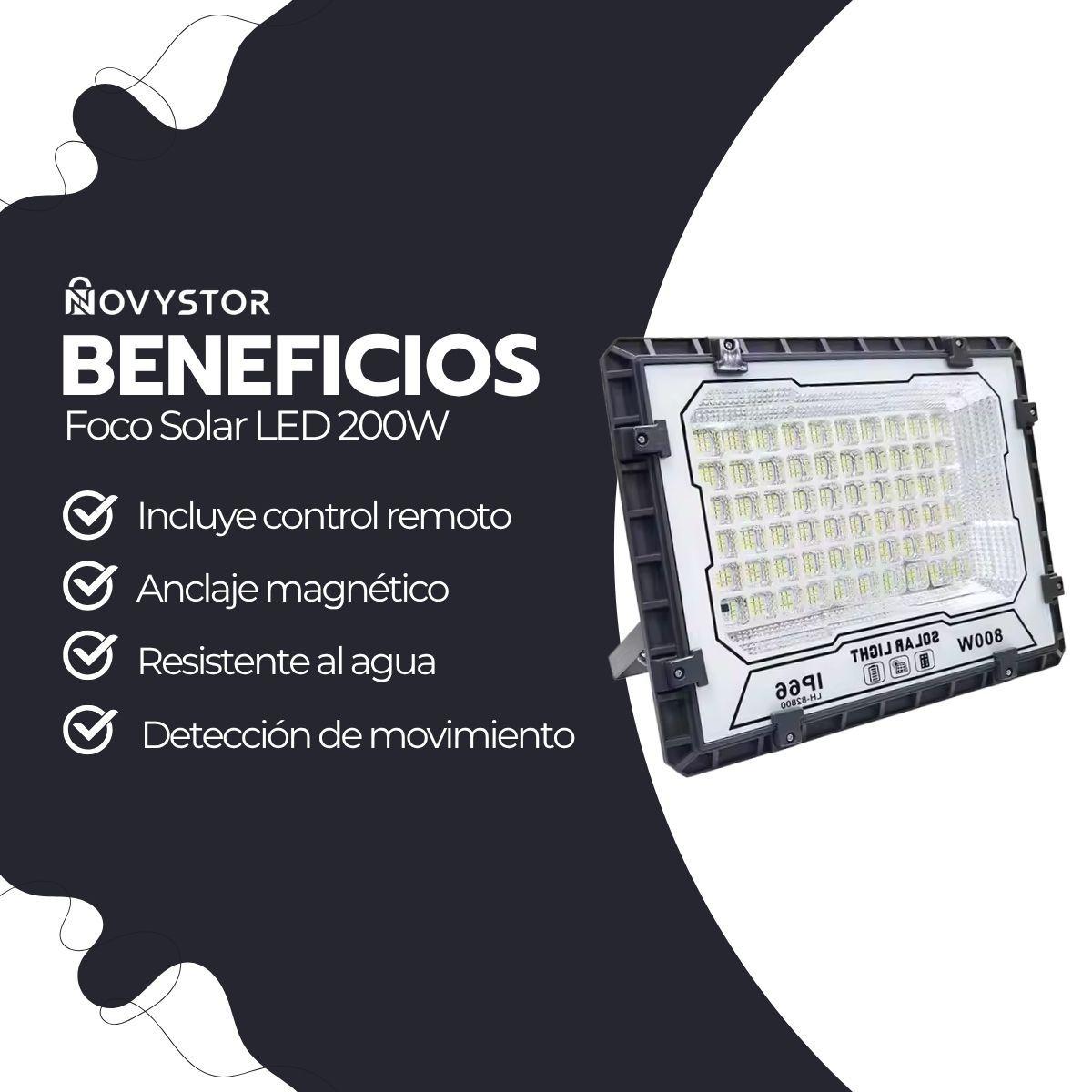Foco Solar LED 200W IP66 con Sensor Movimiento y Control-3