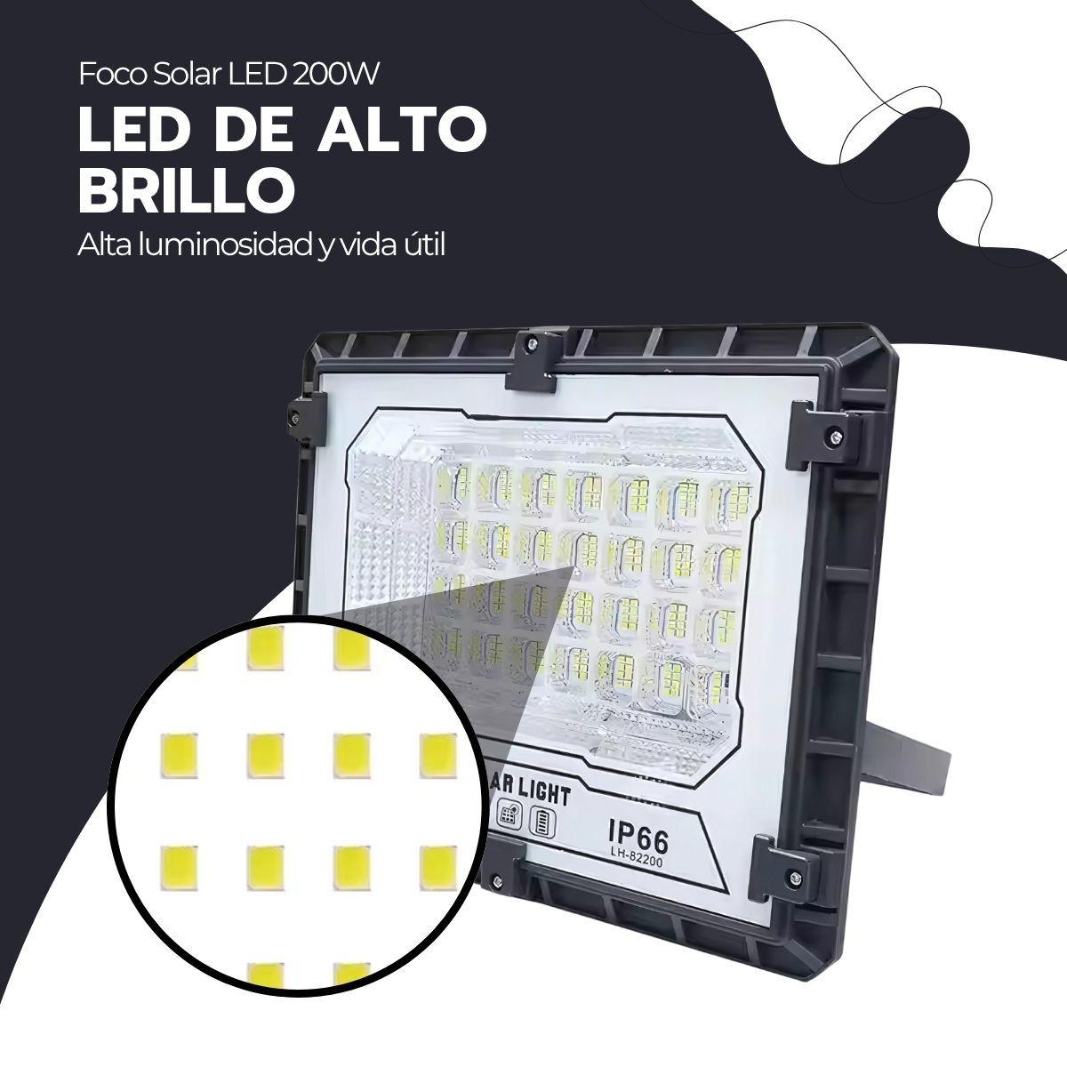 Foco Solar LED 200W IP66 con Sensor Movimiento y Control-4