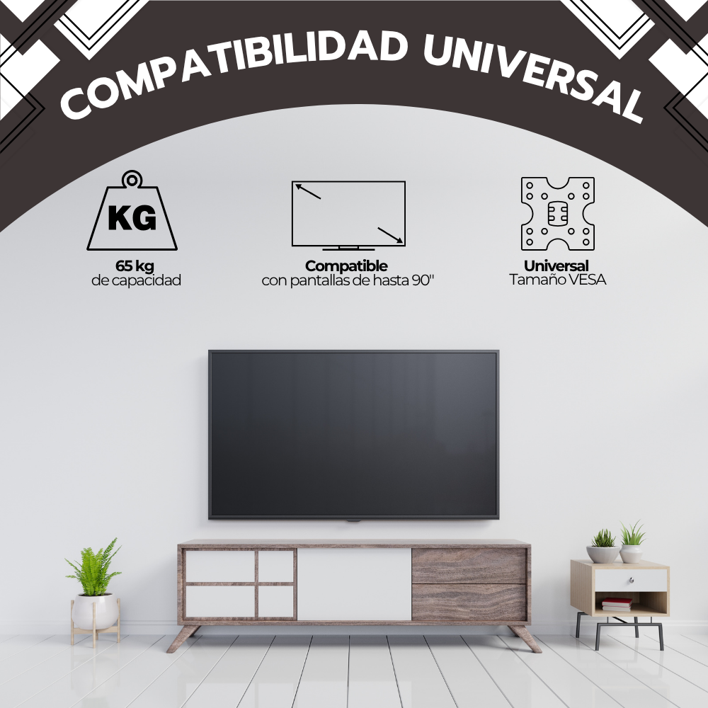 Soporte TV Full Motion 26–90" Acero Reforzado Giro 120-4