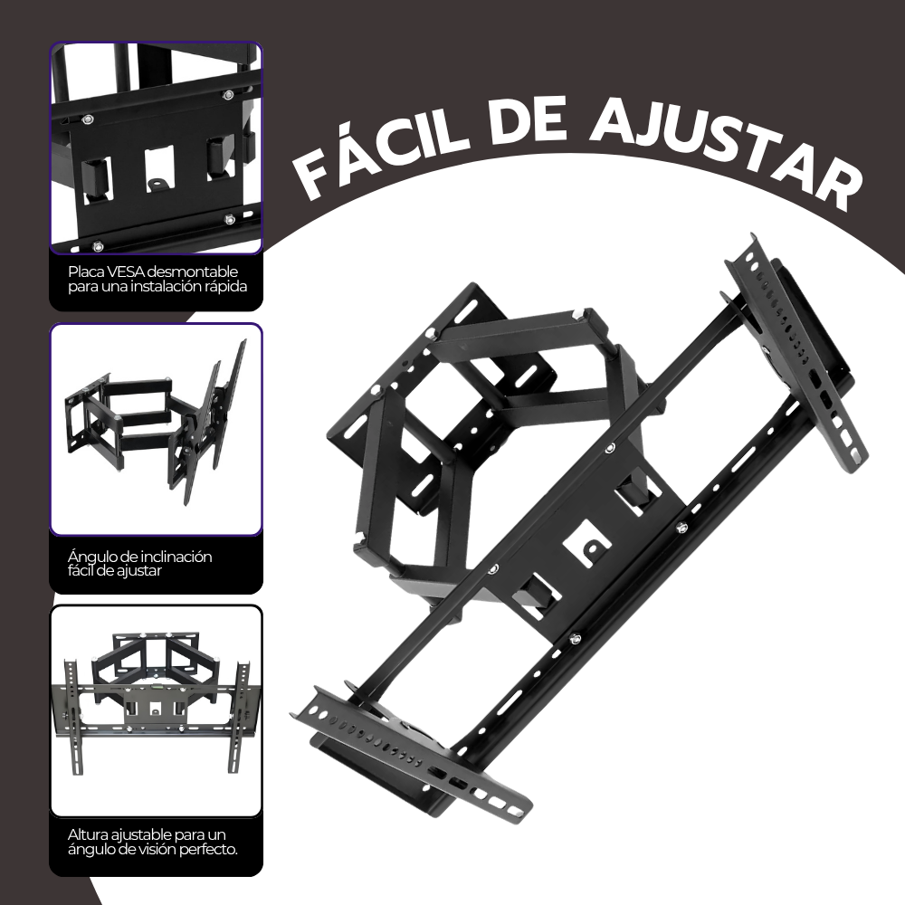 Soporte TV Full Motion 26–90" Acero Reforzado Giro 120-5